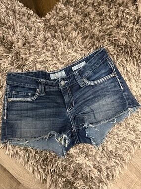 Daytrip Distressed Dark Blue Denim Cutoff Shorts